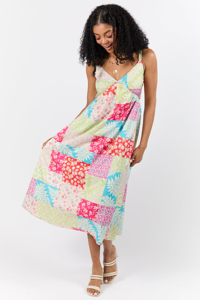 Pieces That Complete Me Multi Patchwork Babydoll Midi Dress FINAL SALE-Sunny Prom