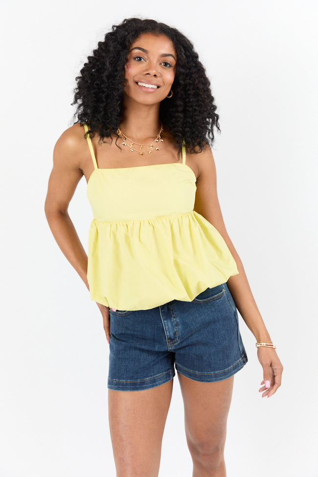 Pinky Promise Yellow Bubble Hem Tank-Sunny Prom