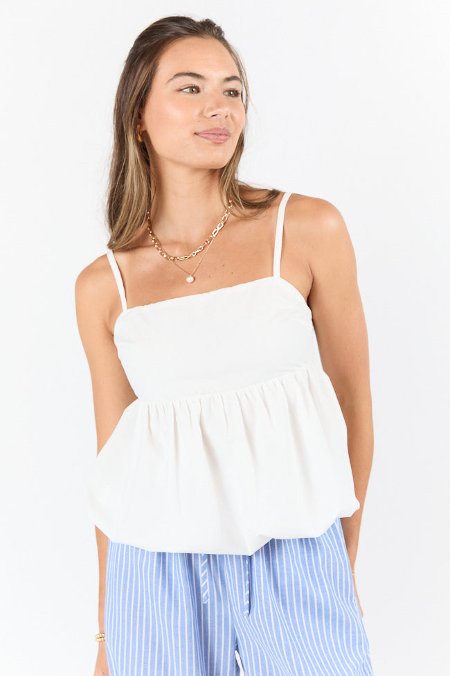 Pinky Promise Ivory Bubble Hem Tank-Sunny Prom