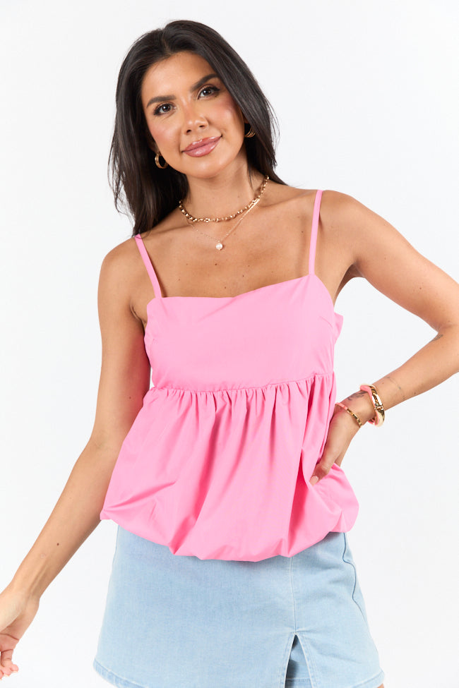 Pinky Promise Pink Bubble Hem Tank-Sunny Prom