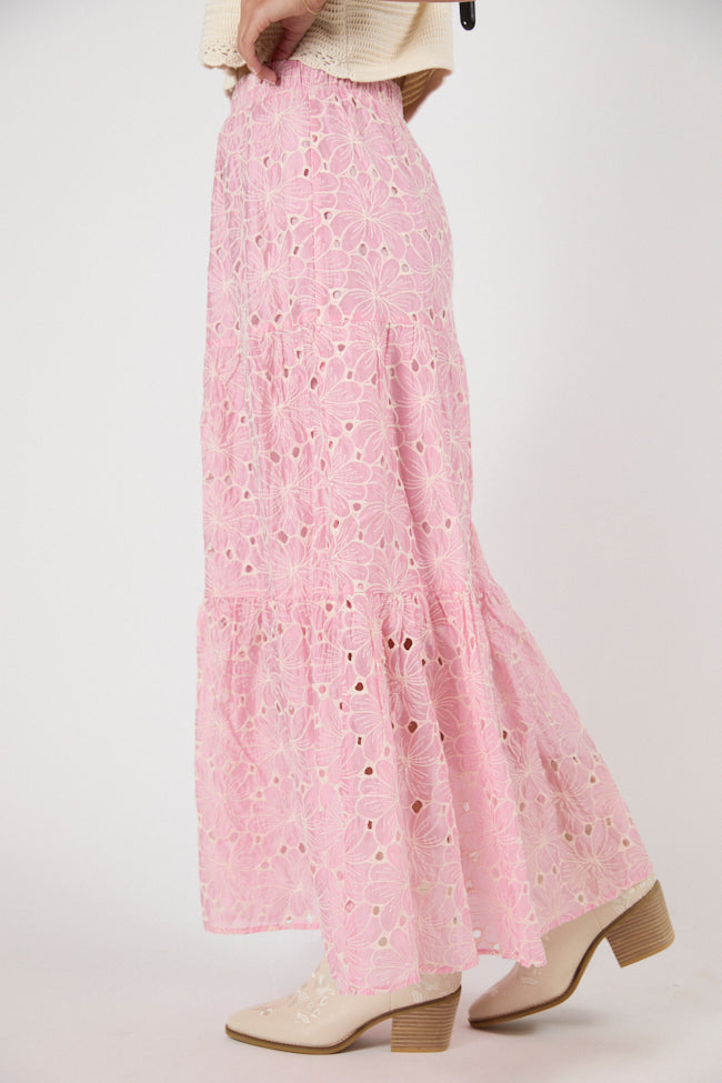 No Place Like This Pink Embroidered Maxi Skirt FINAL SALE-Sunny Prom