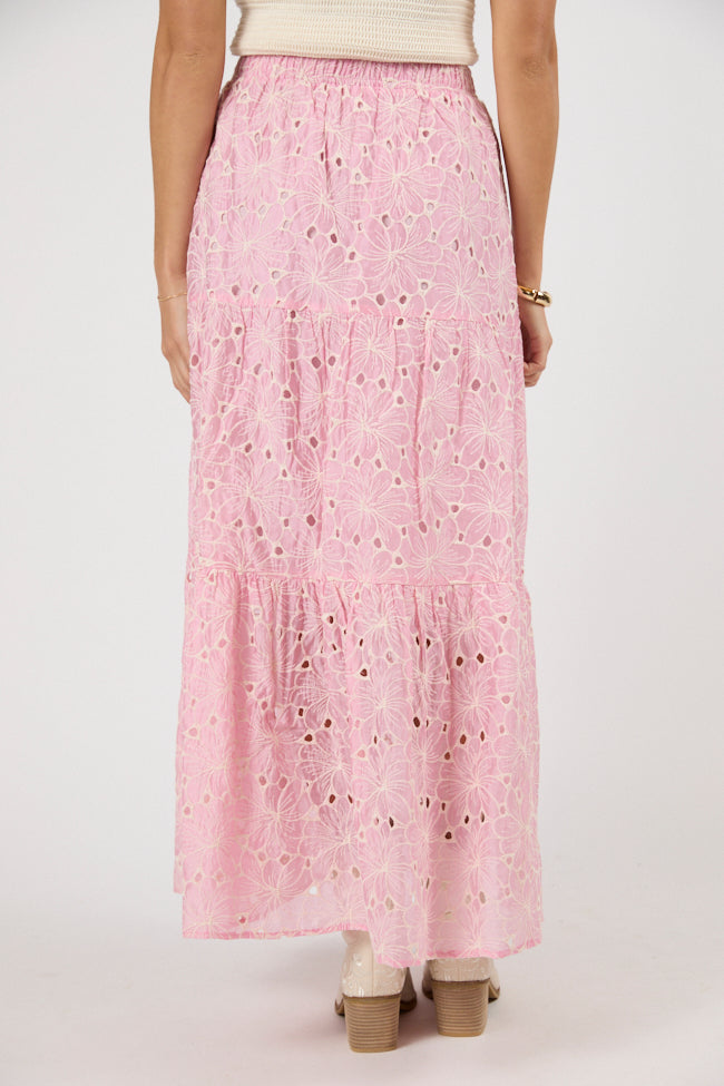 No Place Like This Pink Embroidered Maxi Skirt FINAL SALE-Sunny Prom