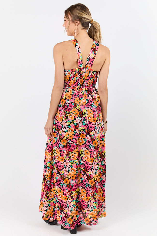 Waterside Elegance Multi Floral Halter Neck Maxi Dress FINAL SALE-Sunny Prom