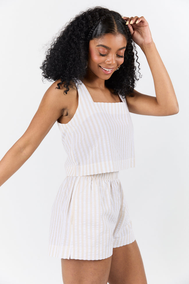 Can't Convince Me Ivory and Taupe Striped Woven Set FINAL SALE-Sunny Prom