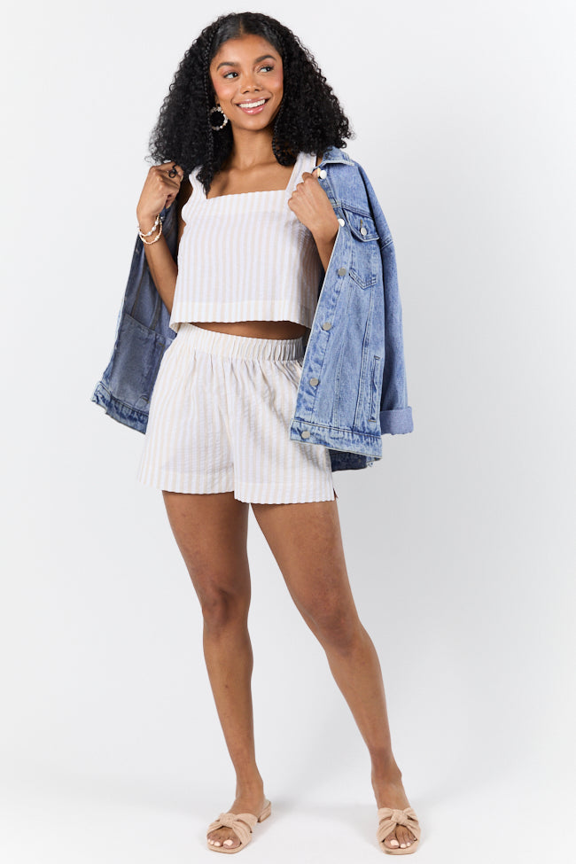 Can't Convince Me Ivory and Taupe Striped Woven Set FINAL SALE-Sunny Prom