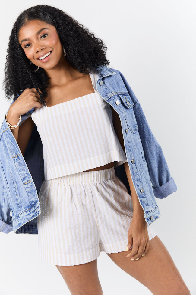 Can't Convince Me Ivory and Taupe Striped Woven Set FINAL SALE-Sunny Prom