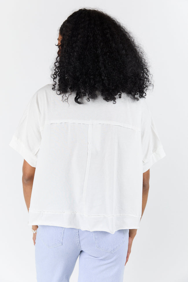 Walk Out White Oversized Washed Crop Knit Top FINAL SALE-Sunny Prom