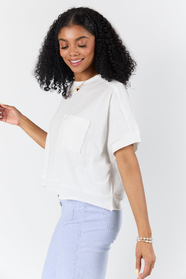 Walk Out White Oversized Washed Crop Knit Top FINAL SALE-Sunny Prom