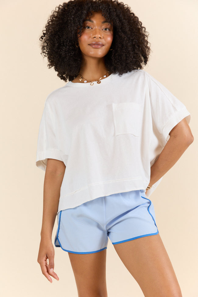 Walk Out White Oversized Washed Crop Knit Top FINAL SALE-Sunny Prom