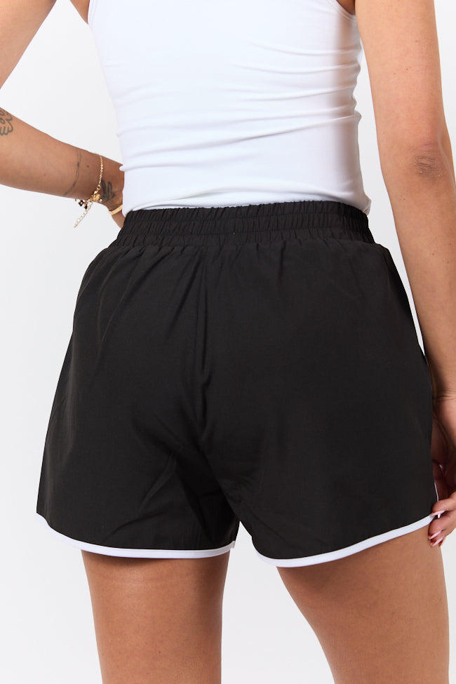 On The Move Black and White Running Shorts With Contrast Trim FINAL SALE-Sunny Prom