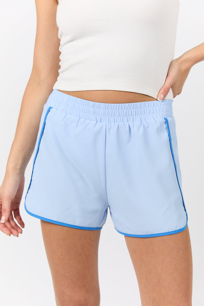 On The Move Blue Running Shorts With Contrast Trim FINAL SALE-Sunny Prom