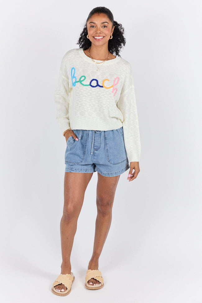 Take Me To The Beach Ivory Sweater FINAL SALE-Sunny Prom