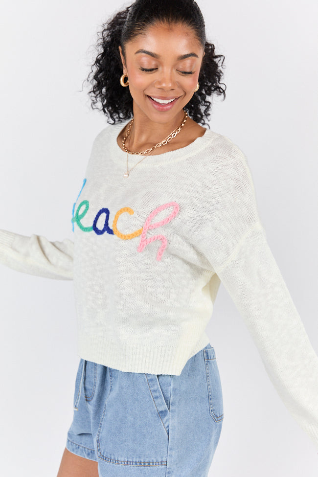 Take Me To The Beach Ivory Sweater FINAL SALE-Sunny Prom