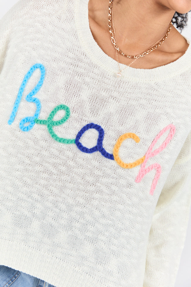 Take Me To The Beach Ivory Sweater FINAL SALE-Sunny Prom