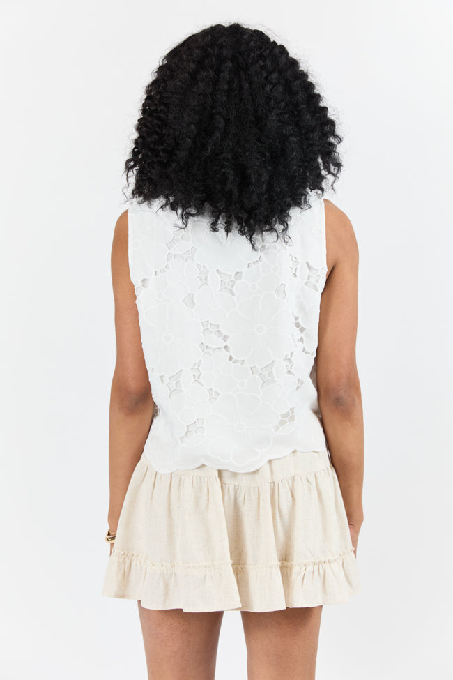 Right Through Me Ivory Eyelet Tank-Sunny Prom