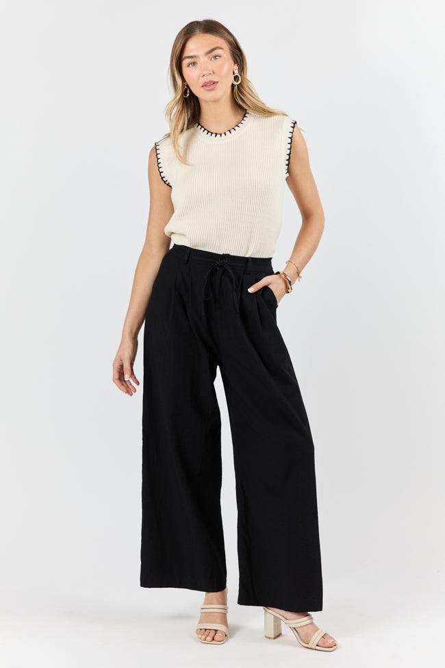 True Bliss Black Pull On Wide Leg Trousers FINAL SALE-Sunny Prom