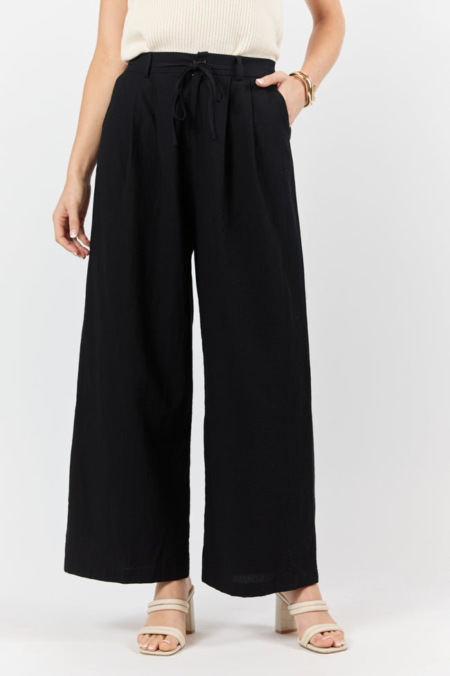 True Bliss Black Pull On Wide Leg Trousers FINAL SALE-Sunny Prom