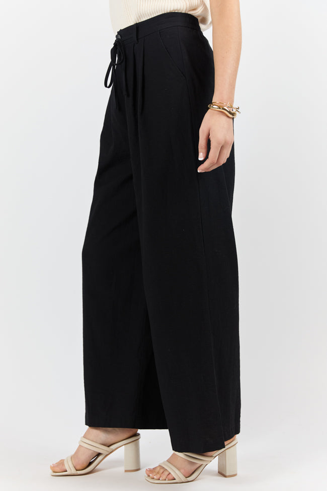 True Bliss Black Pull On Wide Leg Trousers FINAL SALE-Sunny Prom