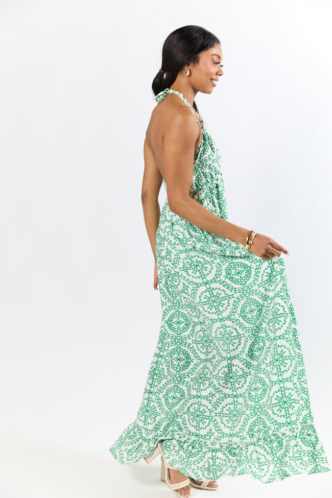 Charleston Charm Green and Ivory Printed Maxi Dress FINAL SALE-Sunny Prom