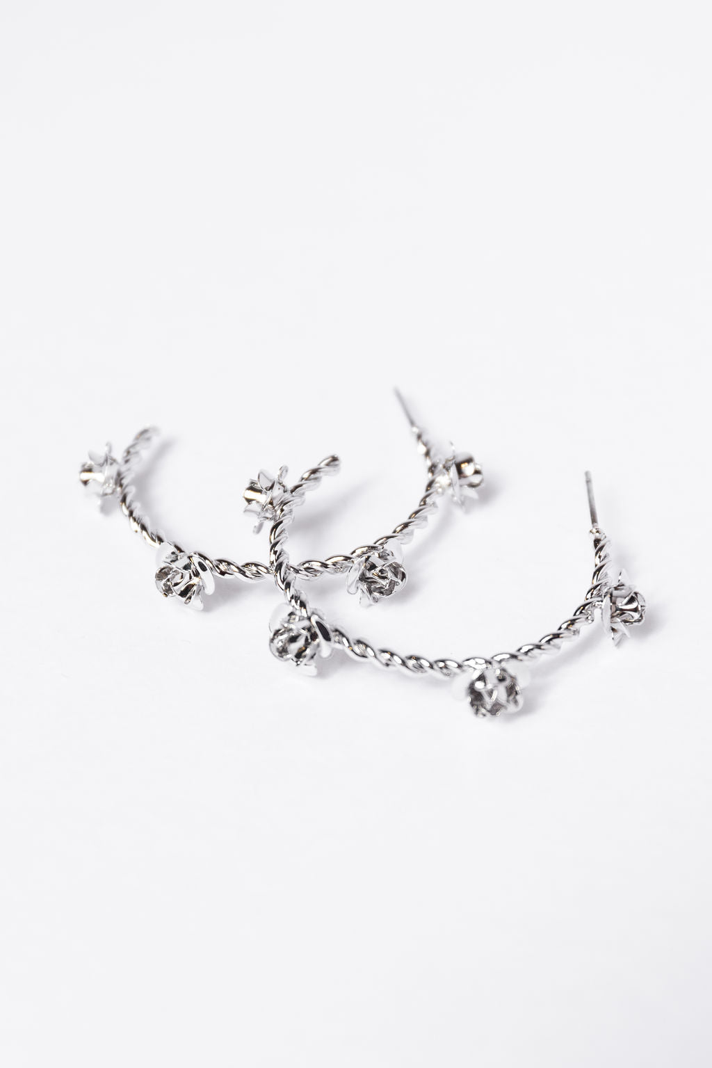 Silver Rose Hoop Earrings FINAL SALE-Sunny Prom