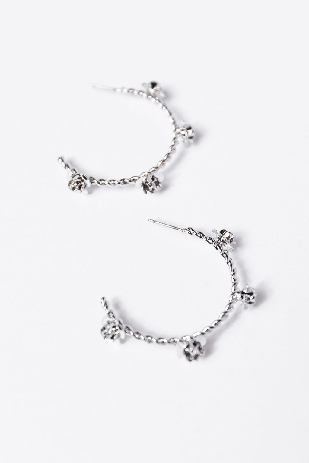 Silver Rose Hoop Earrings FINAL SALE-Sunny Prom