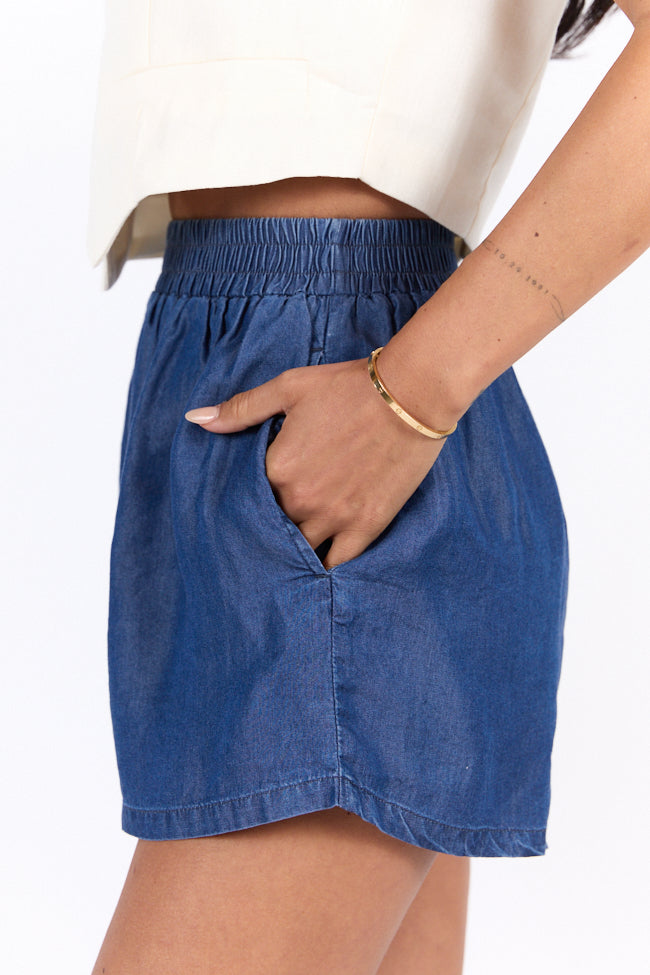 Daily Fit Dark Wash Pull On Chambray Shorts SALE-Sunny Prom