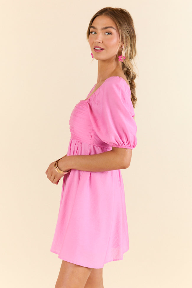 Take Your Time Pink Pleated Short Sleeve Mini Dress FINAL SALE-Sunny Prom