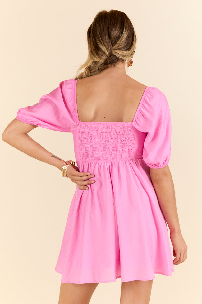Take Your Time Pink Pleated Short Sleeve Mini Dress FINAL SALE-Sunny Prom