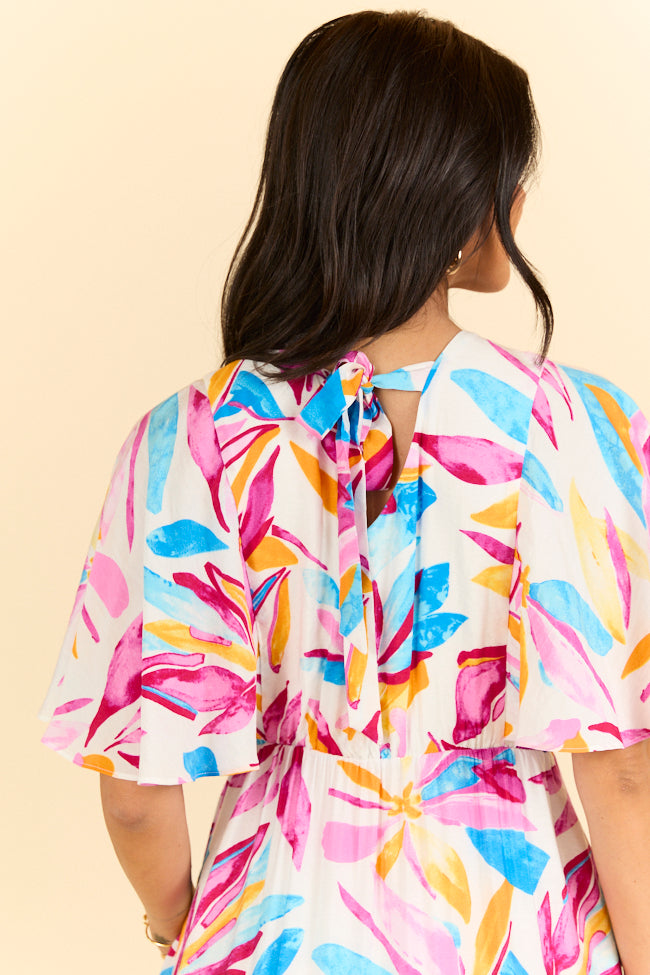 In The Wildflowers Multi Color Short Sleeve V-neck Maxi Dress FINAL SALE-Sunny Prom