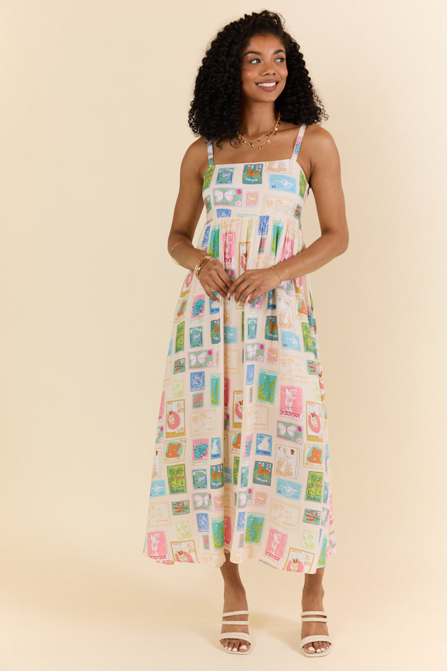 World Traveler Stamp Print Midi Dress FINAL SALE-Sunny Prom