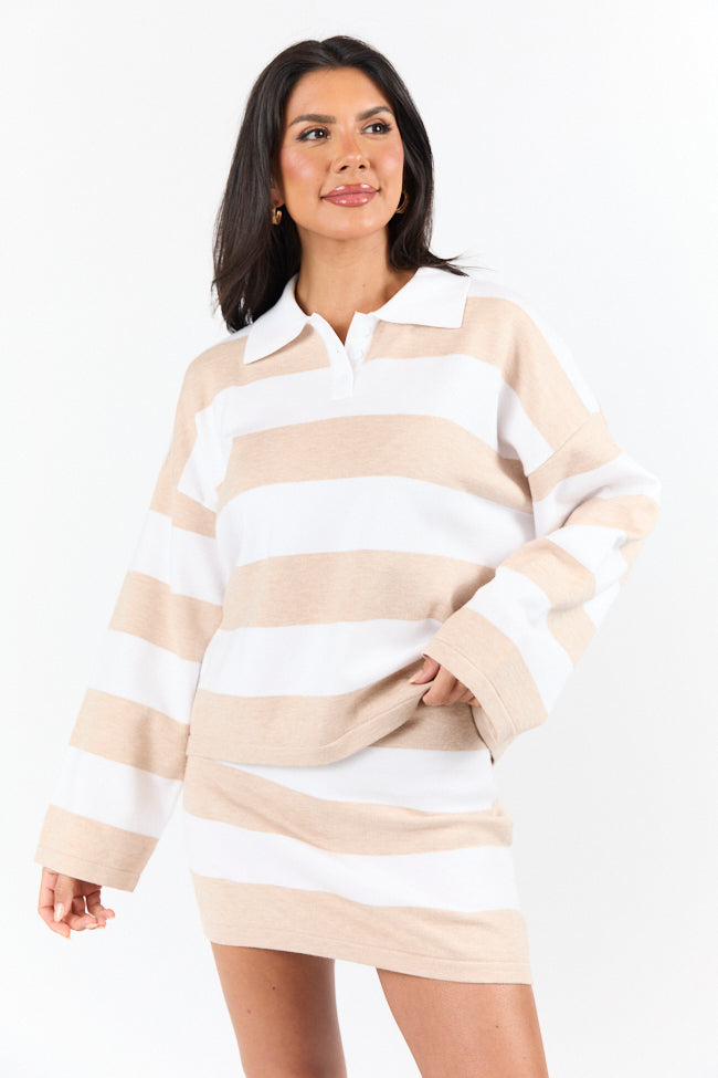 Seeing Double Neutral Striped Long Sleeve Sweater FINAL SALE-Sunny Prom