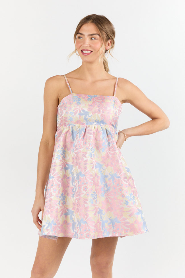 April Showers Multi Jacquard Printed Mini Dress FINAL SALE-Sunny Prom