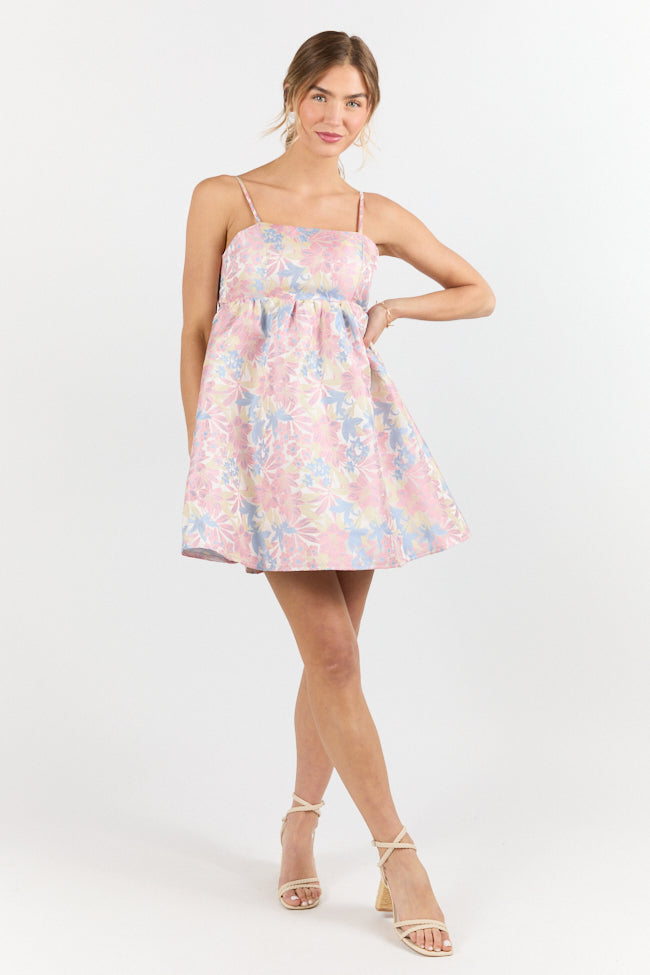 April Showers Multi Jacquard Printed Mini Dress FINAL SALE-Sunny Prom