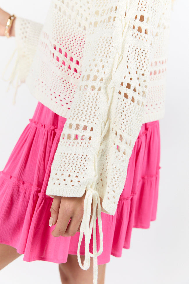 Easy Going Cream Open Knit Boat Neck Sweater FINAL SALE-Sunny Prom