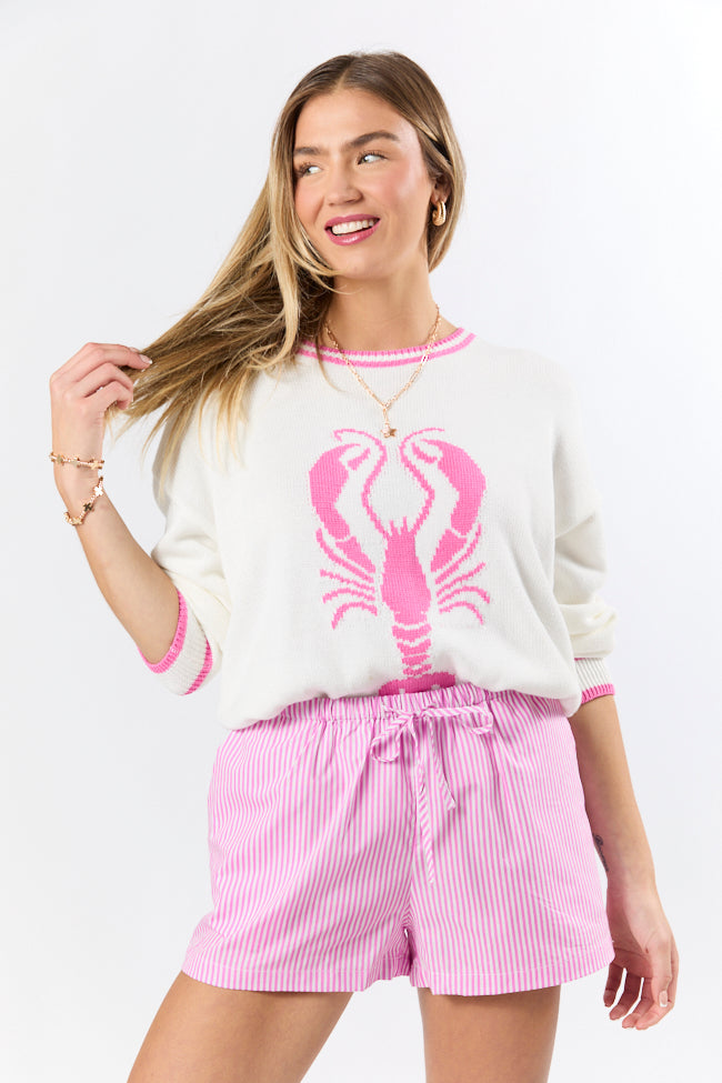 Never Leave Pink Striped Drawstring Shorts FINAL SALE-Sunny Prom