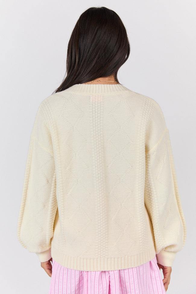 Up To Fate Cream and Pink Multi Floral Embroidered Cardigan FINAL SALE-Sunny Prom