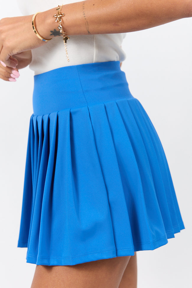 For The Win Cobalt Blue Pleated Tennis Skirt-Sunny Prom