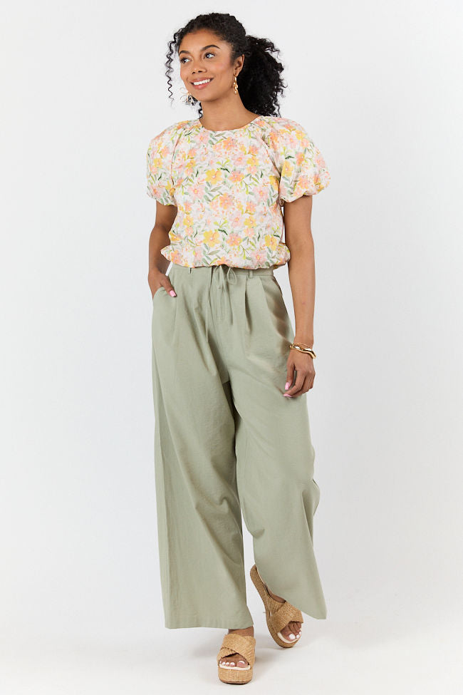 Summer Solstice Yellow Bubble Hem Woven Floral Blouse-Sunny Prom