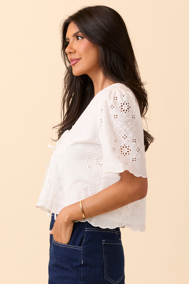 Island Dreamer Ivory Tie Front Eyelet Blouse Cece Barnes X Sunny Prom SALE-Sunny Prom
