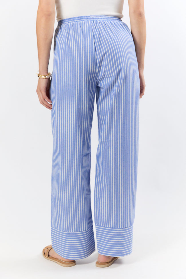 Tidal Lines Blue Striped Pull On Pants SALE-Sunny Prom