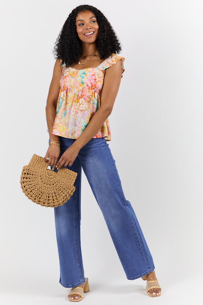 Flowers On My Mind Cinched Bust Multi Print Floral Tank FINAL SALE-Sunny Prom