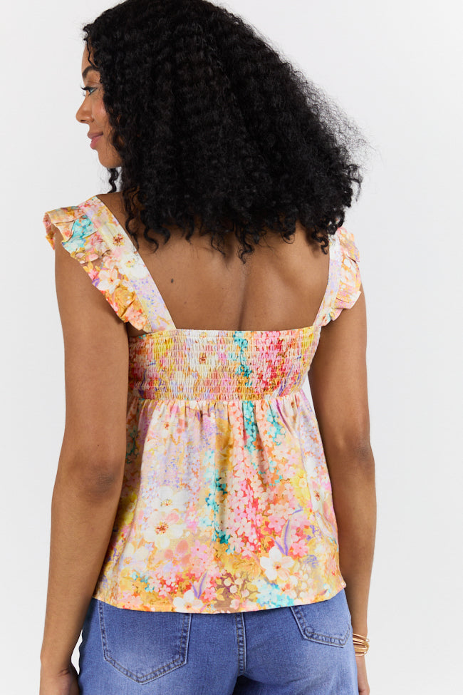 Flowers On My Mind Cinched Bust Multi Print Floral Tank FINAL SALE-Sunny Prom