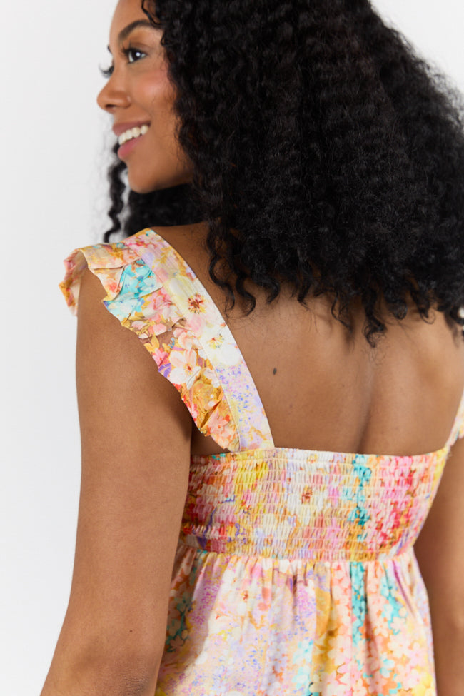 Flowers On My Mind Cinched Bust Multi Print Floral Tank FINAL SALE-Sunny Prom