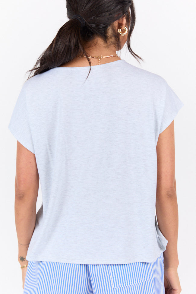 Let's Go Grey Notched Neck Knit Tee SALE-Sunny Prom