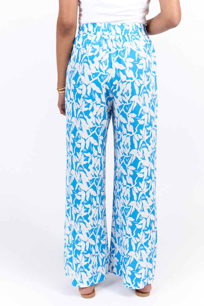 Paddle Out Blue Printed Pull On Pants FINAL SALE-Sunny Prom