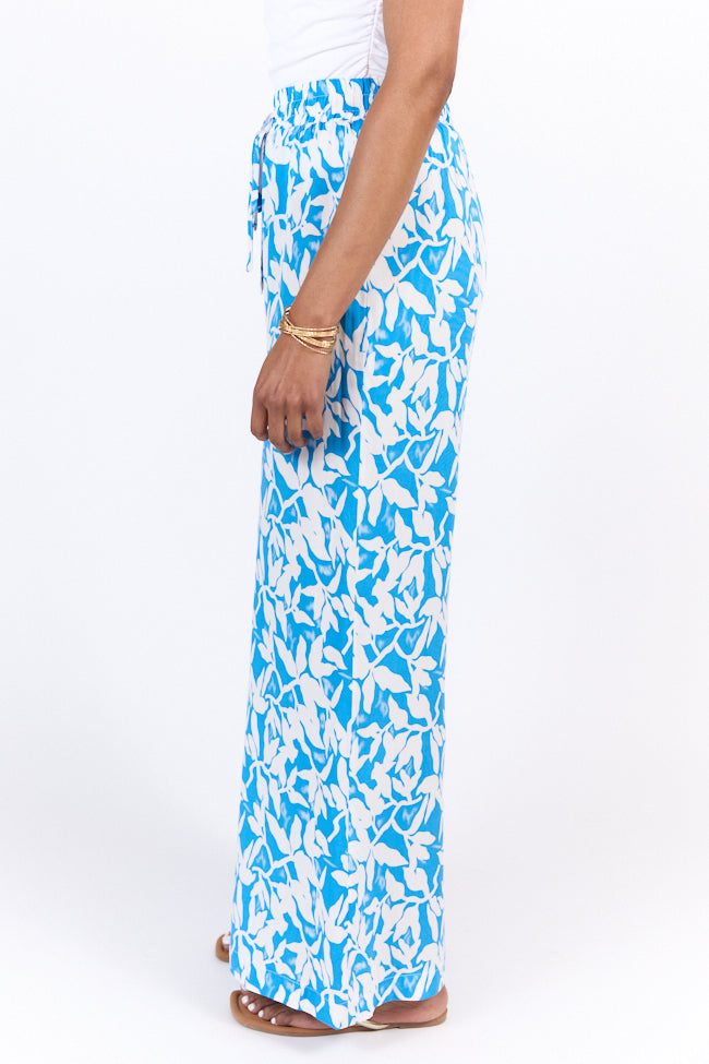 Paddle Out Blue Printed Pull On Pants FINAL SALE-Sunny Prom