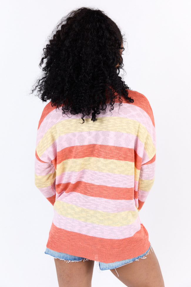 Sunset Chaser Yellow Multi Striped Lightweight Sweater FINAL SALE-Sunny Prom