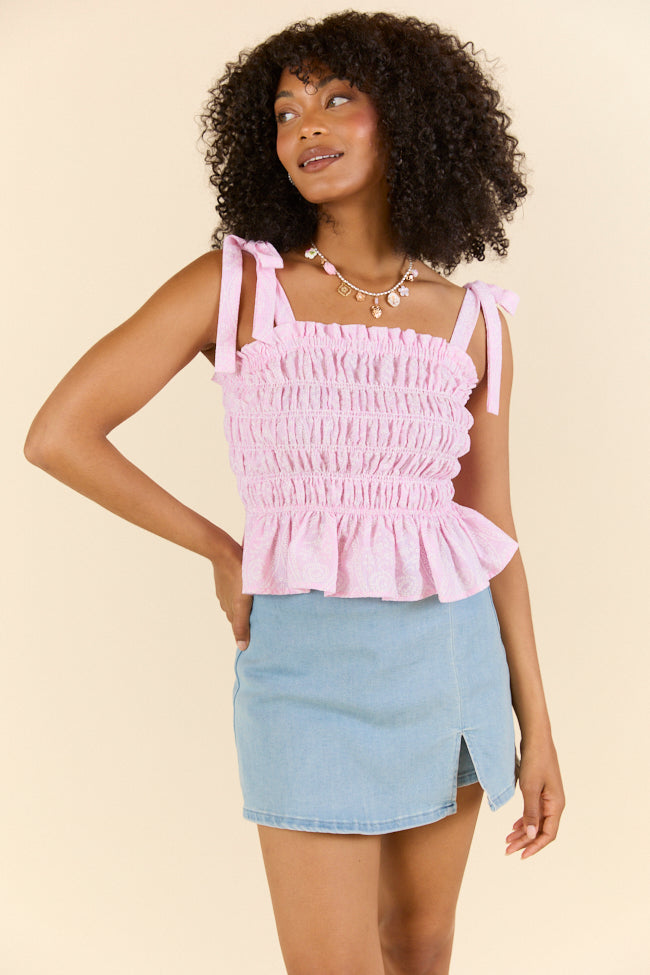 Pink Meadows Floral Cinched Tie Strap Tank FINAL SALE-Sunny Prom