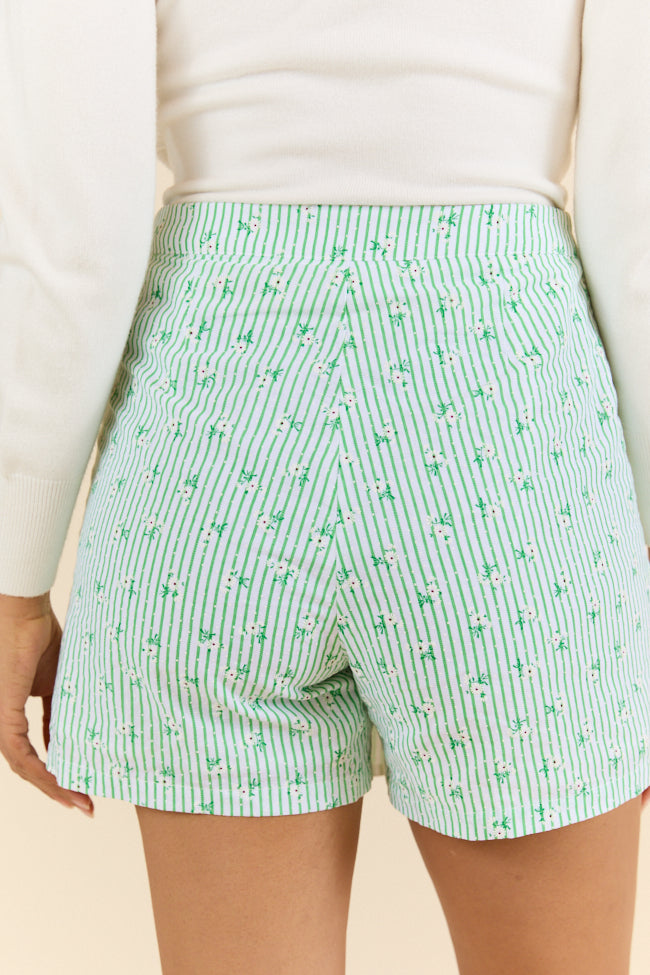 Not So Simple Green Striped Floral Print Skort FINAL SALE-Sunny Prom