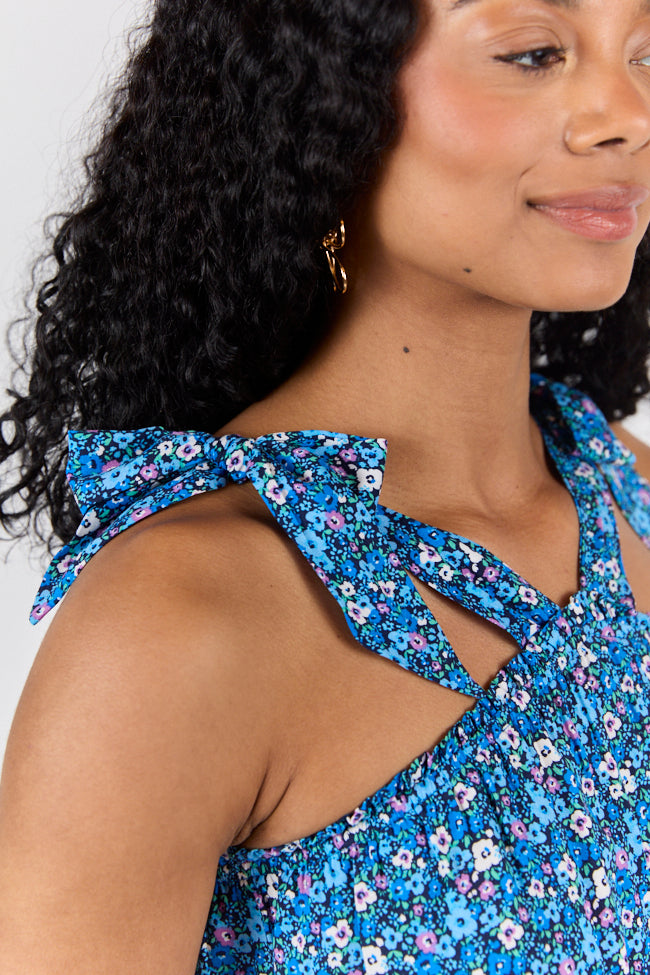 Summer Memories Navy Floral Halter Tank FINAL SALE-Sunny Prom